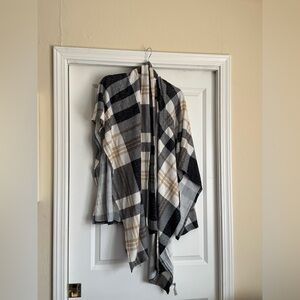 New Lularoe S/M Small Medium Black Off White Brown Plaid Savannah Kaftan W/ Belt